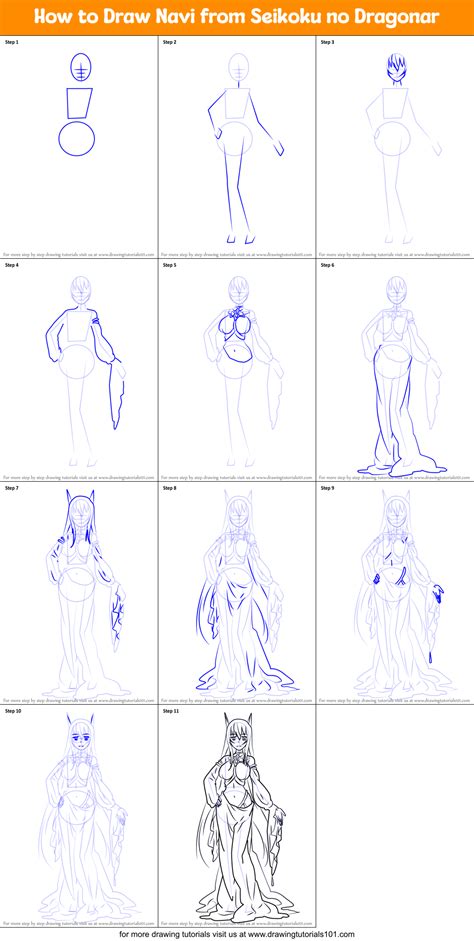 Step by Step How to Draw Navi from Seikoku no Dragonar