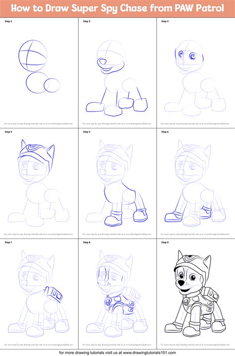 Step by Step How to Draw Super Spy Chase from PAW Patrol