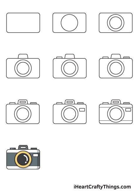 Step by Step How to Draw a Camera with Lens