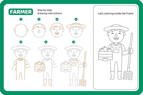 Step by Step How to Draw a Farmer in Action
