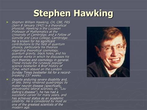Stephen hawking biography summary examples