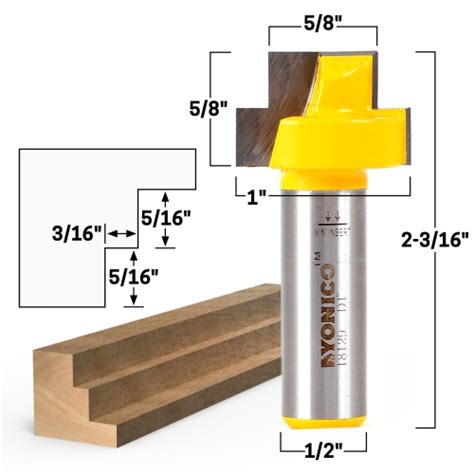 Stepped Rabbet 1/4 in. Glass 1/2 in. Shank Carbide Tipped Router Bit