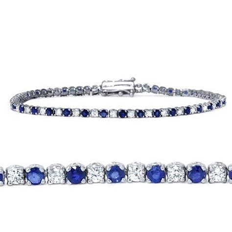 Sterling Silver Round Blue Sapphire Set of 2 Tennis Bracelets ... - eBay