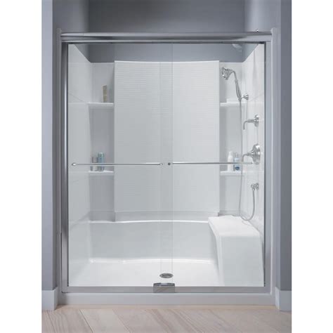 A full-size shower measuring up to 60″ x 36″ x 77″ can be instal