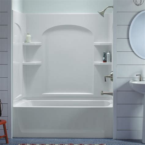 Shop Sterling Store+ 32-in W x 60-in L x 78-in H White 4-Piece Bathtub and Shower Combination Kit (Right Drain) with Tub and Wall Included in the Bathtub & Shower Combination department at Lowe's.com. Arrange your bath/shower exactly the way you like it. STORE+ is a fully customizable storage system with movable accessories that …