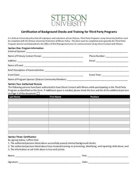 Stetson University Facilities Use Request