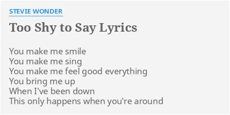 Stevie Wonder – Too Shy To Say Lyrics Genius Lyrics