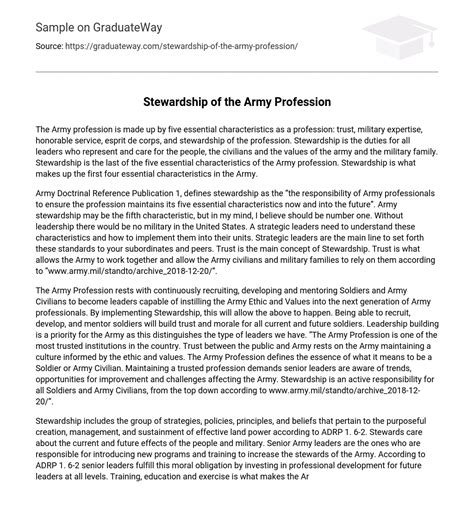 Stewardship Of The Army Profession Essay - 1747 Words