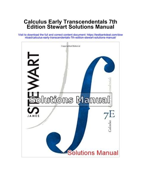 Stewart Calculus Early Transcendentals 7th Edition Solutions Manual Pdf