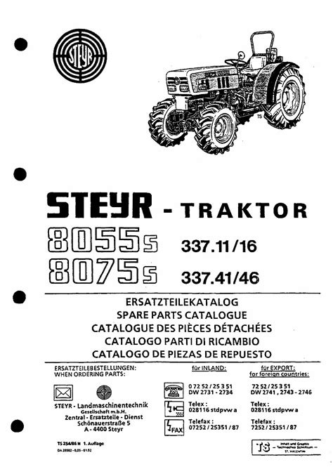 Steyr 8055 8075 tractor illustrated parts list manual catalog. - Manuale di riparazione yamaha fz1 fazer.