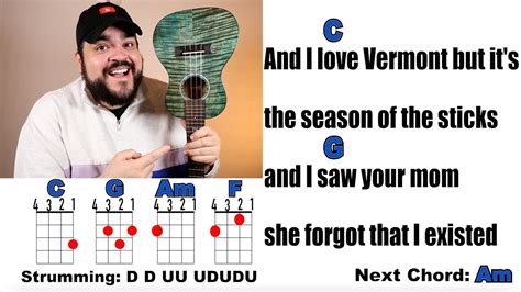 And I love Vermont but it's the season of the sticks and I. E. saw your mom and she forgot that I existed and its. F#m. half my fault I'm just playin to be the victim. D. I drink alcohol till my friends come home for Christmas and I'll. A. dream each night of some version of you that I.. 