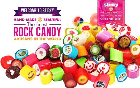 Sticky candy. Traditional rock candy, handmade in California - dairy, nut, and high fructose corn syrup free. 
