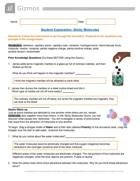 Sticky molecules gizmo answer key. Things To Know About Sticky molecules gizmo answer key. 