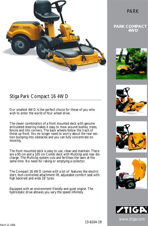 Stiga park compact 4wd service manual. - Peugeot 307 diesel hdi maintenance manual.