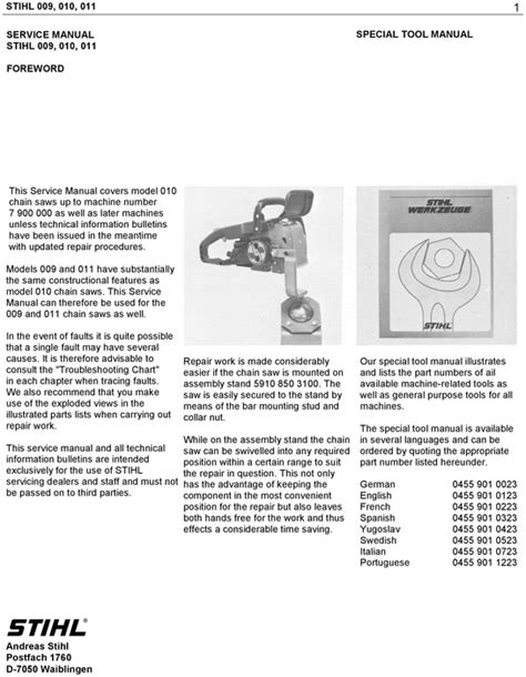 Stihl 009 instructions oem oem owners manual. - Bmw m roadster coupe 2001 owners manual.