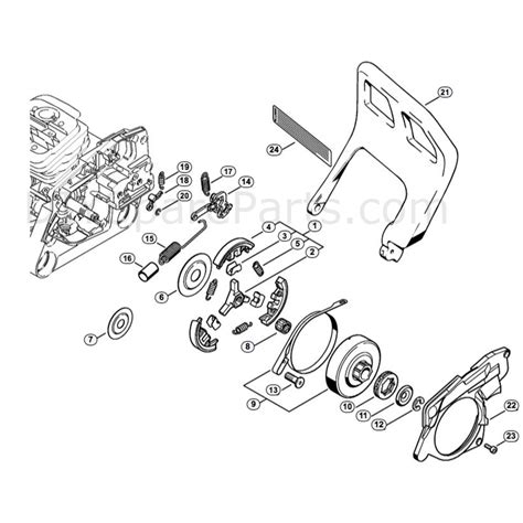 Engine Housing. Hand Guard. Handle Frame. Ignition System. Quick Chain Tensioner. Rewind Starter. Rewind Starter. Tools. Select a page from the Stihl MS 211 Chainsaw (MS211C) exploaded view parts diagram to find and buy spares for this machine.. 