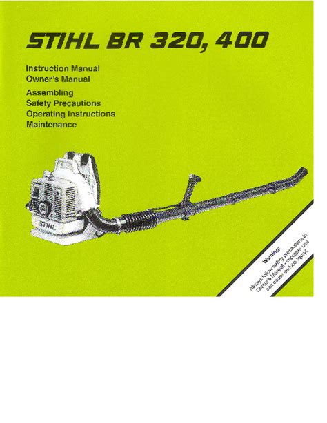 Stihl br 400 blower instruction manual. - Manuali di istruzione e formazione navale.