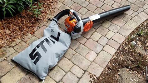 Stihl leaf vacuum. The Stihl BG 56 C-E. Power: The BG 56 C-E, built by Stihl, is a gas-powered leaf blower capable of expelling a maximum air volume of 412 cubic feet per minute (CFM). Its air speed is rated at 159 MPH. Handling: For those who are looking for a portable and convenient leaf blower, this model is a strong candidate. 