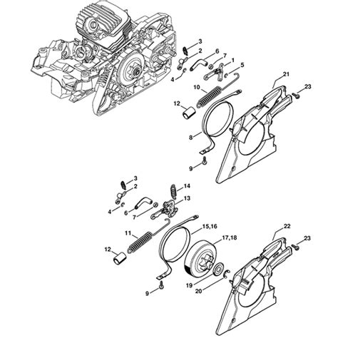 Engine Housing. Ignition System. Oil Pump. Rewind Starter. Tank Housing. Throttle Control. Tools. Select a page from the Stihl MS 271 Chainsaw (MS271) exploaded view parts diagram to find and buy spares for this machine. . 