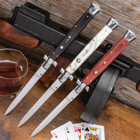 Italian stiletto switchblades are known for their uniqueness, beautiful handle materials, and handmade elegance. Browse our wide selection of Italian switchblade knives to find the perfect stiletto, leverlock, swingguard, or other Italian-style knife. All the best brands including AGA Campolin, AKC, SKM, Frank Beltrame, and more. Page 2.. 