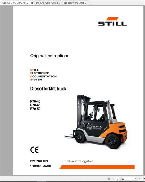 Still diesel fork truck r70 35 r70 40 r70 45 illustrated master parts list manual. - Workbook for textbook for radiographic positioning and related anatomy volume.