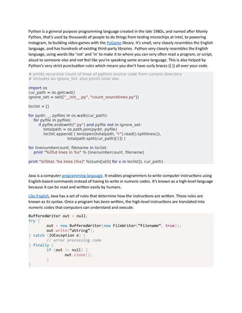 Stinchfield report.  A small piece of code in most general-purpose programming language...