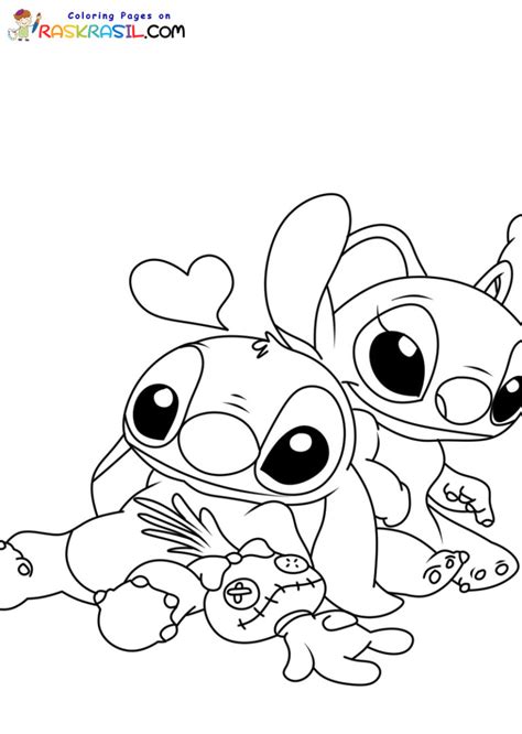 Stitch And Angel Coloring Shee