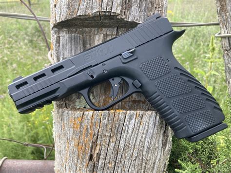 The unloaded STK100 pistol tested for this review weighed in at 33 ozs. with an empty Glock G17 magazine inserted in the grip. That makes it about 8 ozs. heavier than a polymer-frame G17..