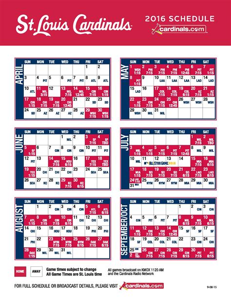 Stl Cardinals Printable Schedule