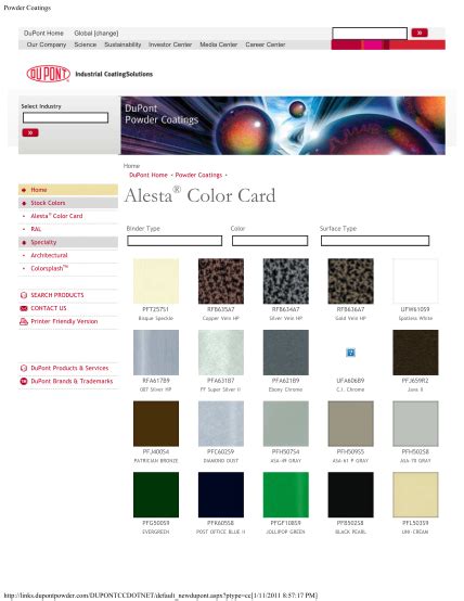 Stock Alesta®Color Card