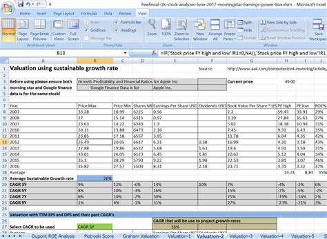 Stock Analysis Spreadsheet for U.S. Stocks: Free …