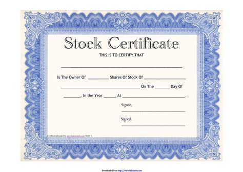 Stock Certificate Front