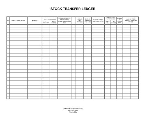 Stock Transfer Ledger Template Excel Collection