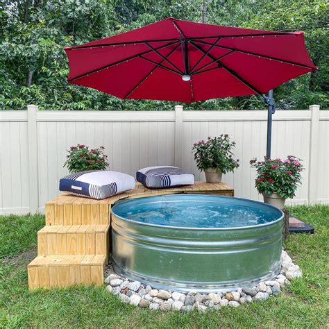 Stock pools. This stock tank pool is a great size. Easily managed and perfect for the backyard, the "Watering Hole" accommodates 2 easily, and 3 when the party gets "lit." The 6' size is easy to haul with your friends' pickup, for which they'll have a "forever" pass to your aquatic oasis. For the "rustic" look, we recommend Tractor Supply's 6' x 2 ... 