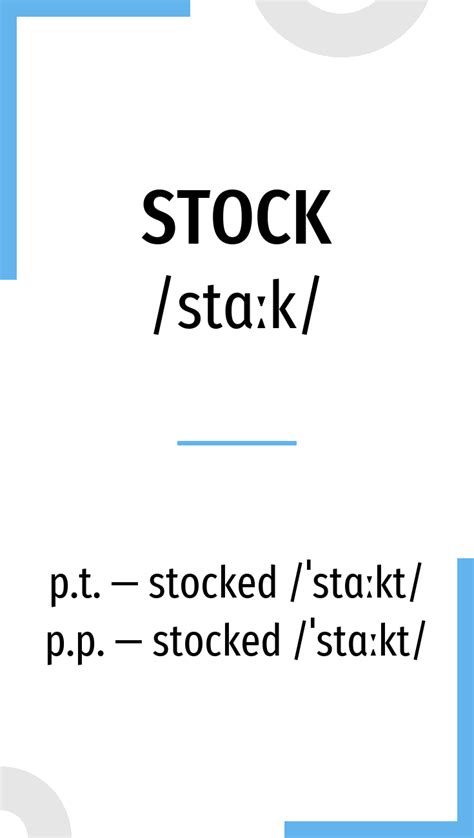 Stock verb. Things To Know About Stock verb. 