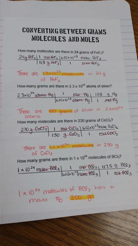 Stoichiometry Practice Converting Between Grams Moles and