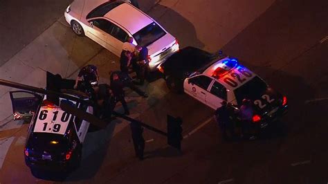 Stolen vehicle pursuit suspects taken into custody in downtown L.A.