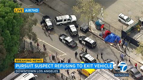 Stolen vehicle suspect arrested after pursuit in downtown L.A.