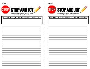 Stop And Jot Template