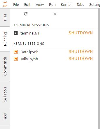 Stop jupyter notebook from terminal.  Managing Kernels and Terminals # The Running pa...