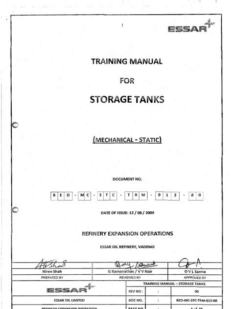 Storage tanks program training manual storage tanks. - Polaris watercraft octane 2003 manual update.