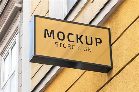Store sign mockup.  Copy space for your store sign or logo.  Signage pillar.  Ph...