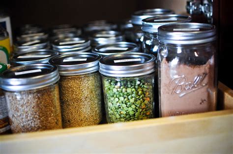 Storing dry goods. We suggest keeping canned chicken, tuna, salmon, and ham on hand. Canned Goods – Fruit, veggies, soups, stews, beans, whatever floats your boat! Canned goods are essential to stockpiling and shelf cooking! Dry Goods – Rice, beans, rolled oats, flax seeds, and chia seeds are all shelf cooking must-haves. 