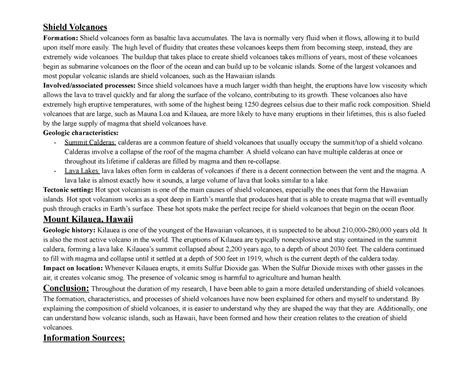 Story Map Outline - Shield Volcanoes Formation: Shield