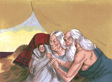 Story of abraham and sarah. God tells Sarah she will have a son. Abraham was sitting outside at the entrance to his tent when he saw three men standing nearby. He recognized the three men as God and two of his angels. Abraham rushed to meet them and asked them if they would like to stay and eat. He asked Sarah to make some bread while he gathered some of the … 