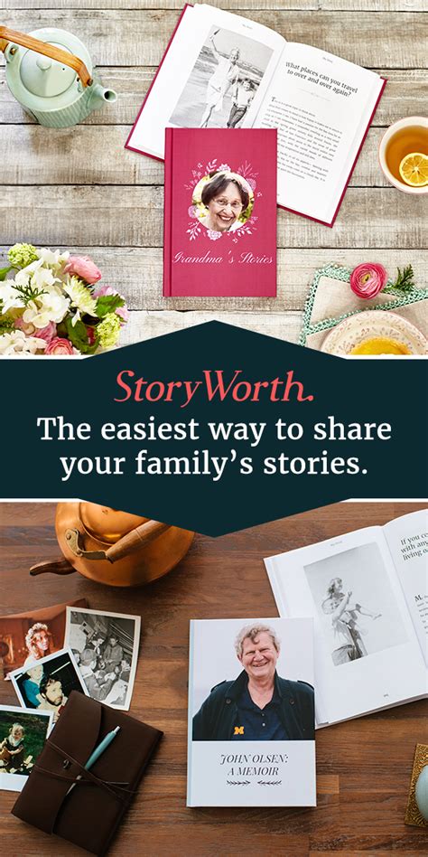 Story worth. Storyworth is a service that helps you capture your life stories through personalized questions. You can choose from hundreds of questions or write your own, and share your … 