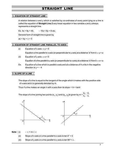 Straight Lines Class 11th Notes - Free NCERT Class 11