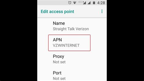 Straight talk apn verizon android. Here is the APN Settings for Straight Talk on your phone -. Name: Internet/MMS 2. APN: tfdata. Proxy: Leave empty or default. Port: Leave empty or default. Username: Leave empty or default. Password: Leave empty or default. Server: Leave empty or default. MMSC: http ://mms-tf.net (make sure no space in between) 