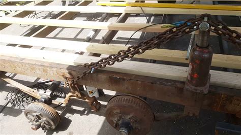 Straightening a bent trailer frame - YouTube