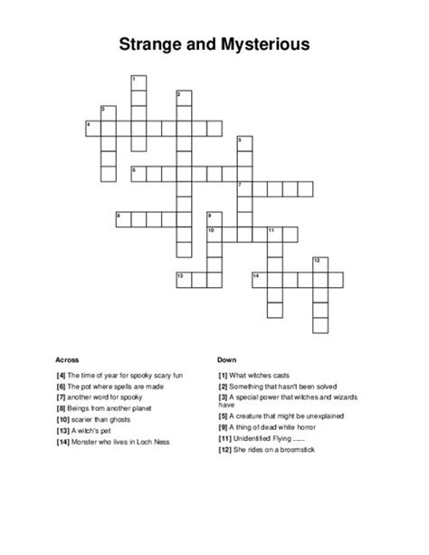 Strange and Mysterious Crossword
